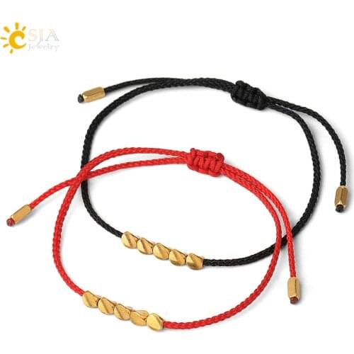 CSJA Lucky Black Red Thread on Hand Rope Womens Men String Wrist Bracelet Set for Couples Lover Femme 2020 Adjustable S696