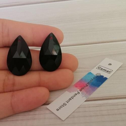 Camal 5Pcs 28mm 1.1inch Black Teardrop K9 CRYSTAL Beads Chandelier Pendant Prisms Part Lamp Jewellery Making Hanging Home Decor