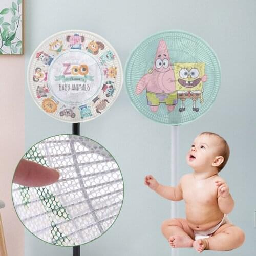 Cartoon Fan Cover Kids Anti-pinch Hand Mesh Safety Fan Covers Dust-proof Round Electric Fan Protector Washable Covers
