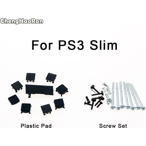 ChengHaoRan For Sony PS3 Slim 2000 3000 Console Screws Set & Rubber Boot Pad Feet Plastic Screw Cover Kit