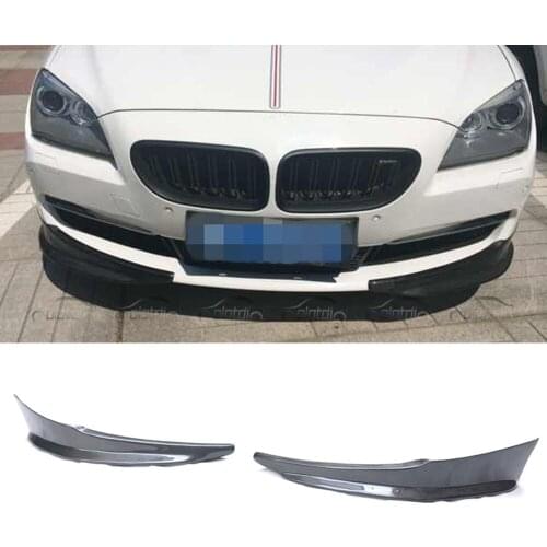 Black Carbon Fiber Front Bumper Lower Spiltters Aprons Fits For BMW F06 F12 F13 2014-2016