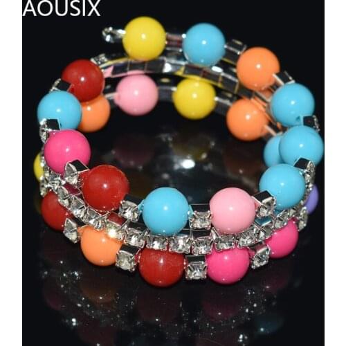 Diameter 4cm Children Color Crystal Bangles Kids Birthday Gifts pearl Bracelet For Girl Jewelry Children bangles for girls