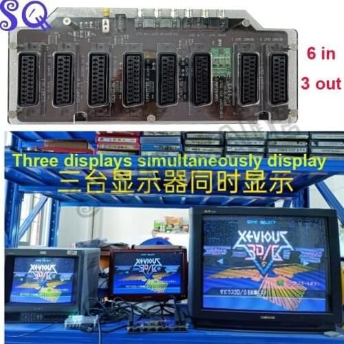 EUR Scart Distributor 6 input 3 output RGBS Fully Automatic Video Converter Switcher Divider board for md/sfc/ps123/ss/dc/box