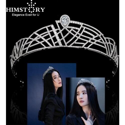 Himstory Elegance Princess Cubic Zircon Crown Wedding Bridal Party Graduation Tiaras Headdress Hair Accessories Jewelries