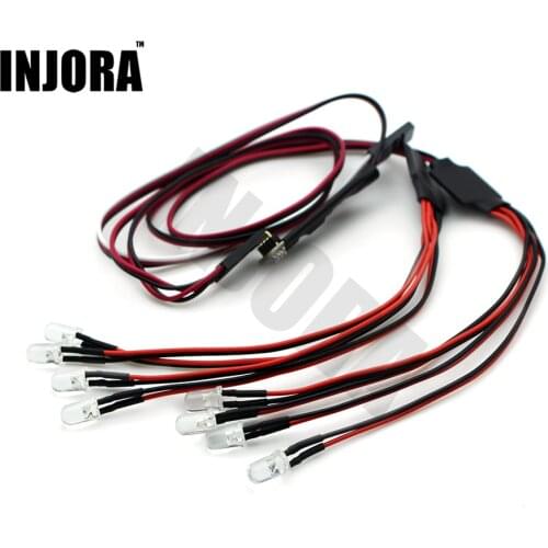 INJORA 8 LED Lights with Controller Board for 1:10 RC Car Traxxas Redcat Tamiya HSP HPI RC Rock Crawler Axial SCX10 D90