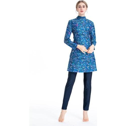 Islamic Women Swimwear Burkini Muslim Hooded Hijab Swimsuit Floral Swim Surf Wear Sport Suit Swimming 3 Piece Sets Plus Size 4XL