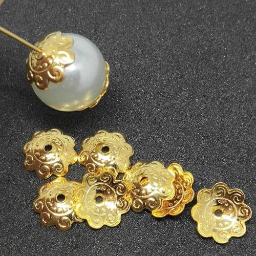 Stainless Steel Gold Tone Flowers Bead Caps For Jewelry Making & Components Hollow Fit DIY Accessories Findings