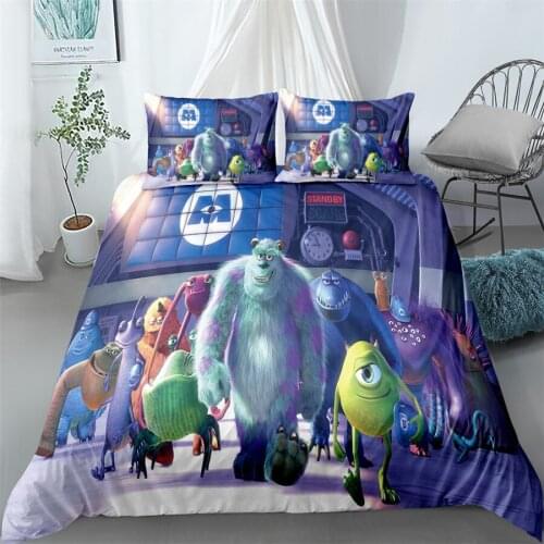 Monster university cartoon bedding set king queen double full twin single size bed linen set