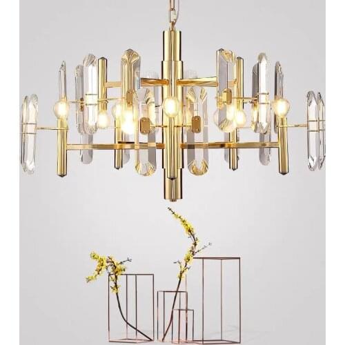 Brief Design Crystal Chandeliers Modern LED Light Gold Living Room Study Restaurant Home Lighting Decoration Luxury Chandelier