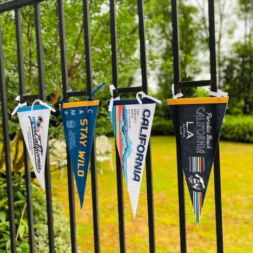 Home Decoration Creative Wall Decoration INS Mountain Logo/Wave Outdoor Camping Triangle Banner