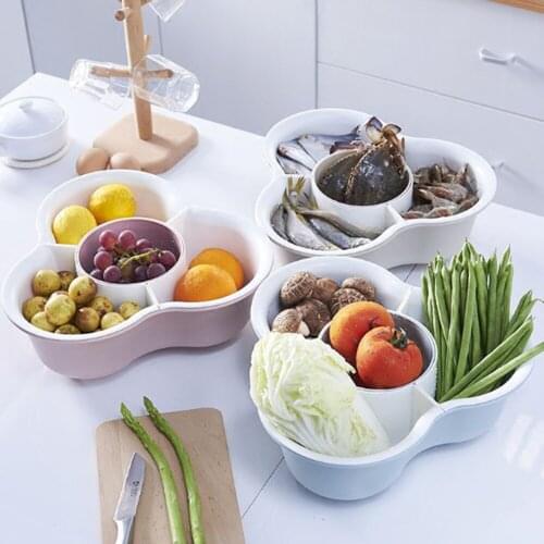 Kitchen Vegetable Platter Fruit Plate Drain Basin Drain Basket Double-Layer Household Plastic Storage Basin Vegetable Basket