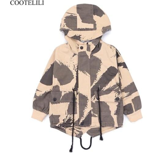 COOTELILI Hooded Kids Boys Jacket Windproof Outerwear & Coats Camouflage Baby Boys Coat Fashion Spring Children Clothing