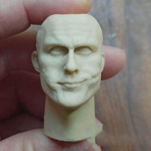 Hot Sales 1/6th Male Heath Ledger Joker Clown Head Sculpture Unpainted White Color For 12inch DIY Figures Collectable