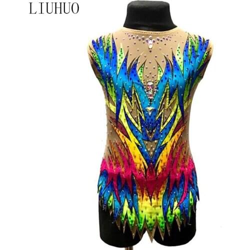 LIUHUO Ice Skating Dress Colorful Women Leotards patinage artistique Performance Wear Rhythmic Gymnastics leotards