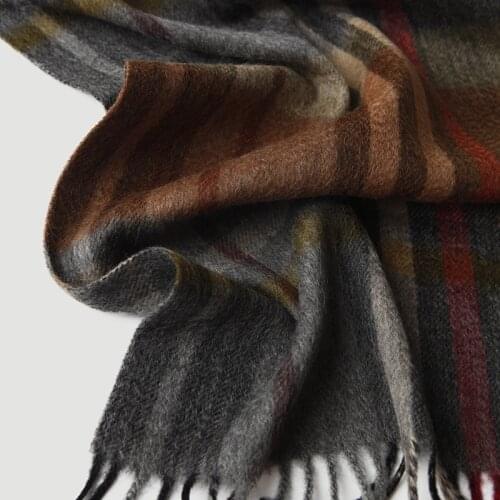 Mens striped plaid check cashmere scarf mens scarf cashmere woolen water wave keep warm in autumn winter