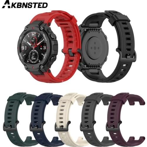 AKBNSTED Soft Silicone Watch Strap For Xiaomi Huami Amazfit T-Rex Smart Watch Replacement Wristband For Amazfit T-Rex Smart Band