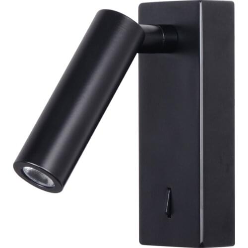 Agese Wall Mounted Reading Light Sconces Lamp Bedside Headboard Bedroom Books Matt Black 3W CREE LED Input 110-240V AC Hardwired