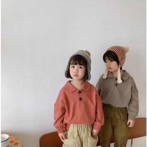 2021 new arrival girls boys sweatshirt autumn full sleeve casual cotton kids t-shirt