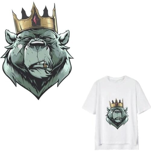 New Pegatinas de oso León para ropa, parches de planchado de animales, pegatinas de camiseta, A nivel A transferencia de calor