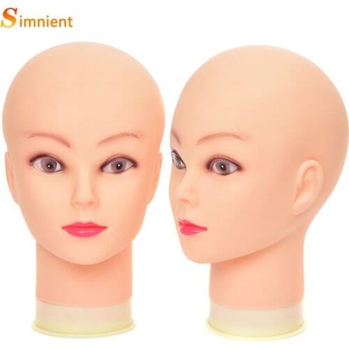 New Female Bald Mannequin Head With Stand Cosmetology Practice African Training Manikin Head For Hair Styling Wigs Making