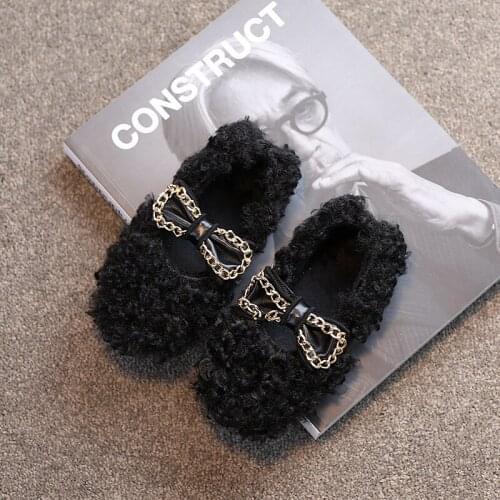 Girls Shoes Autumn Winter Princess Party Shoes Girls Childrens Baby Soft Bow Plush Cotton Shoes Fashion E209