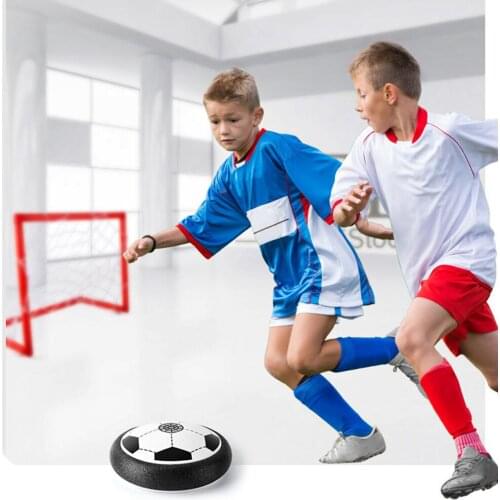 Floating LED Football Toys Air Power Soccer Disc Hovering Football Game Light Toy Flashing Ball Toys with Soccer goals