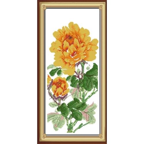 Poetic (Yellow) cross stitch kit Chinese flower count print 14ct 11ct black hand embroidery DIY handmade needlework supplies bag