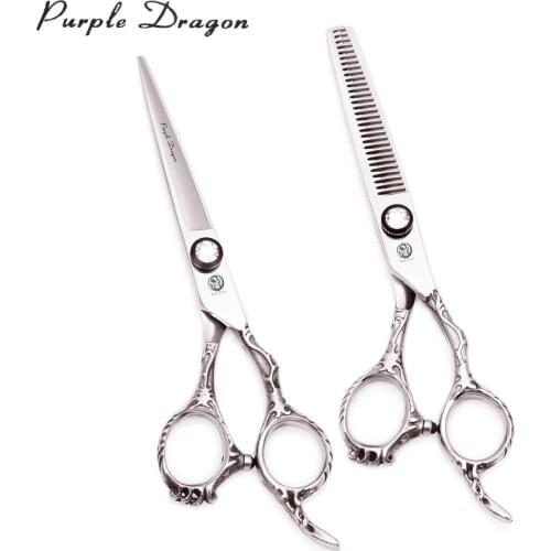 Professional Hairdressing Scissors Purple Dragon 6" Japanese 440C Hair Cutting Scissors Thinning Scissors Set 9008# Barber Shop