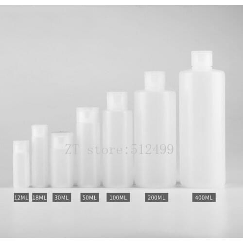 12/18/30/50/100/200/400ml 30pcs Empty PE Soft Shampoo Bottles with Flip Top Cap,Cosmetic Refillable Makeup Packaging Containers