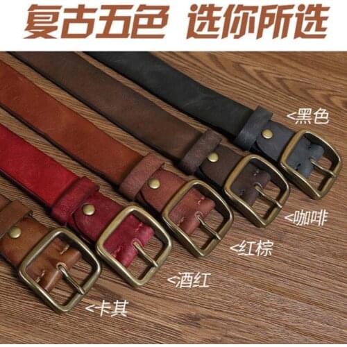 Personalized Fashion Retro Handmade Knife Mark Belt Male Leather Pin Buckle Fashion Trend Korean Copper Buckle Cowhide Belt