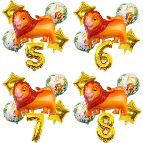 Lion King Simba Balloons Happy Birthday Party Decorations Baby Shower Aluminum Foil Number Balloons kid toys Globos