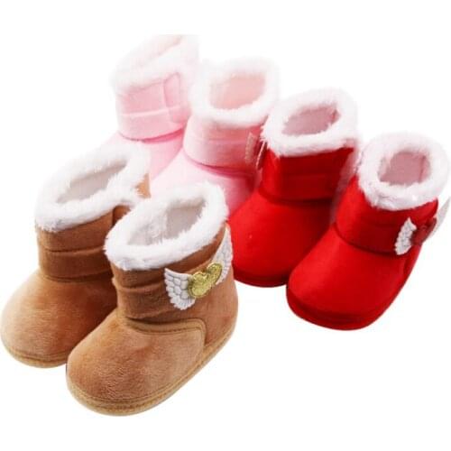 Newborn Toddler Boots With Loves Mid-tube Winter First Walkers baby Girls Boys Shoes Soft Sole Fur Snow Booties