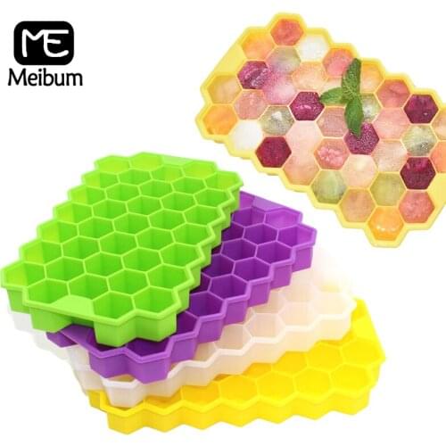 Meibum Honeycomb Ice Cube Trays with Removable Lids Food Grade Silicone Chocolate Moulds Ice Cube Mold for Whiskey Cocktail