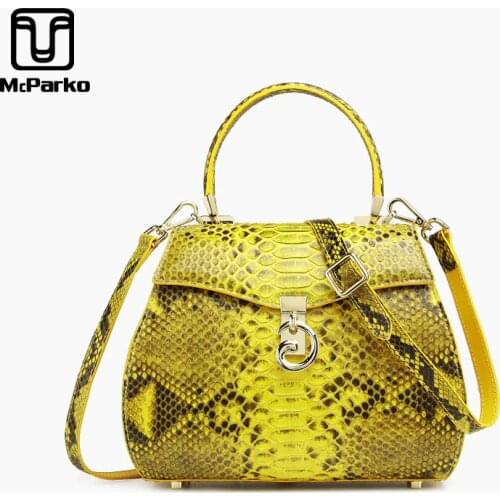 McParko Snake Skin Genuine Leather Hand Bag Women Shoulder Bag Real Python Leather Handbags Top Handle Female Bags Luxury Gifts