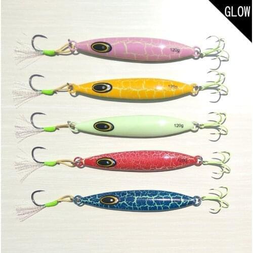 Super glow 100g/120g Ribbonfish/Mackerel lure lead fish lead jig knife jig with seperate package super strong fishing hook