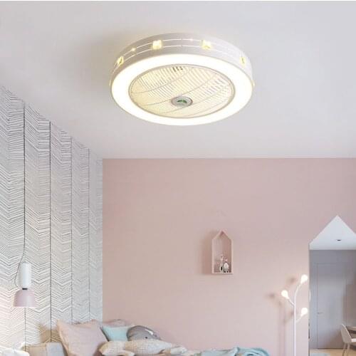 LED Invisible Fan Light Home Childrens Room Bedroom Living Room Modern Minimalist Ceiling Remote Control Fan Light