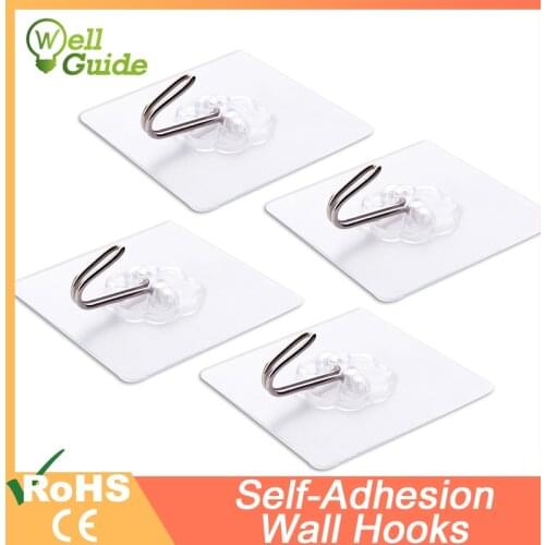 Universal Hook Home Kitchen Wall Rack Strong Adhesive Wall Hook Adhesive Hook is Strong And Transparent Punch-Free