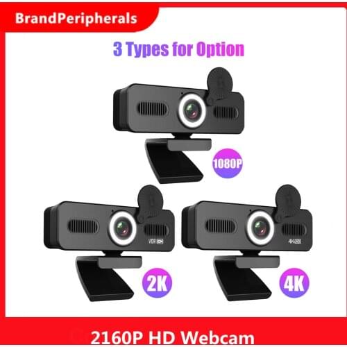 2160P HD Webcam Computer Webcam with Microphone USB PC Web Camera w/ Fill-in Light Free Drive for Recording Calling Conferencing
