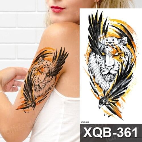Temporary tiger tattoo animal lion king cat birds flower temporary tatoo waterproof for girls men women arm belly tattoo sleeve