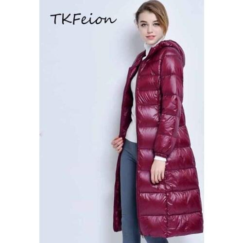 Women Long Coats Winter Jackets Warm Duck Down Filler Hooded 2021 Fashion Ladies Slim Clothing Plus Size 3XL Female Hooded Coats