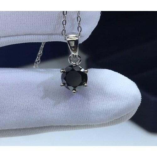 Vintage Diamond Test Past Black Moissanite Pendant Necklace Silver 925 Original Brilliant Cut 1 ct Gemstone Necklace for Women