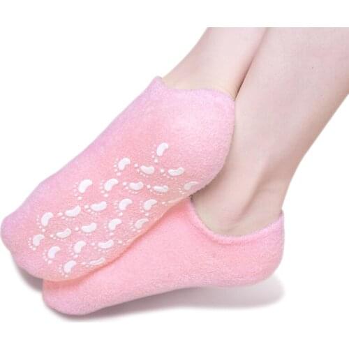 1 Pair Super Soft Spa Socks for Pedicure Moisturizing Mask Cracked Skin Heel Gel Silicone Sock for Feet Care