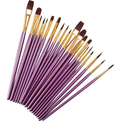 20Pcs Paint Brush Set Artist Paint Brushes for Watercolor, Oil Paintings Canvas, Ceramic, Clay, Wood & Models