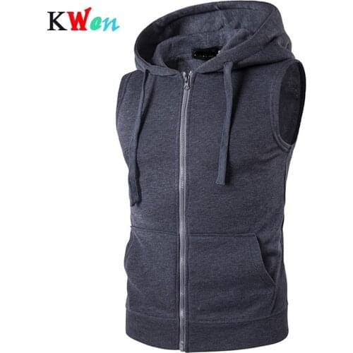 2019 Spring Mens Sleeveless Hoodies Fashion Hoody Sweatshirt Fit Slim Casual Zipper Pocket Men Vest Jacket Hoodies Male K6170