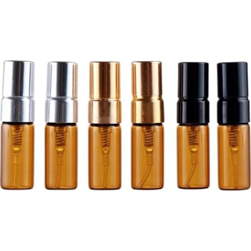 3ml 5ml brown glass bottle gold/silve black fine mist sprayer for toner/ perfume atomizer skin care cosmetic packing