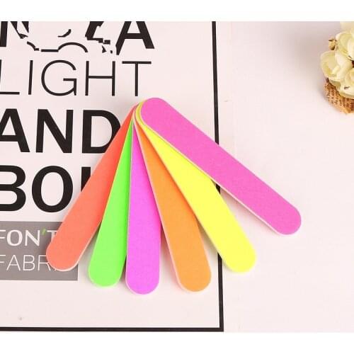 6pcs Mini Neon color Sandpaper Nail File gel nails Small Manicure Buffer Pedicure Nail Tools
