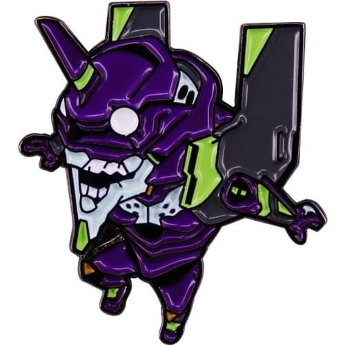 Anime Lovers Accessories Evangelion Eva-01 Unit-01 Eva Unit 01 Purple green Fighting Robot Metal Enamel Lapel Badge Brooch Pin