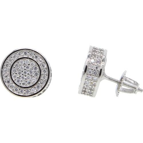 Free Shipping nodern jewelry high quality micro pave cz sparking round shape hiphop Men Women screwback CZ earring