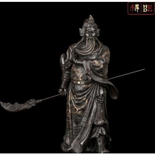 Free shipping 24 Art Sculpture China Bronze Copper Dragon Guan Gong Yu Buddha Statue Figurine