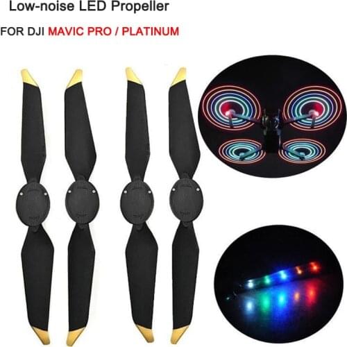 BRDRC 2 Pairs LED Flash Propellers Folding Low-Noise Quick-release Propeller For DJI Mavic Pro / Platinum Drone